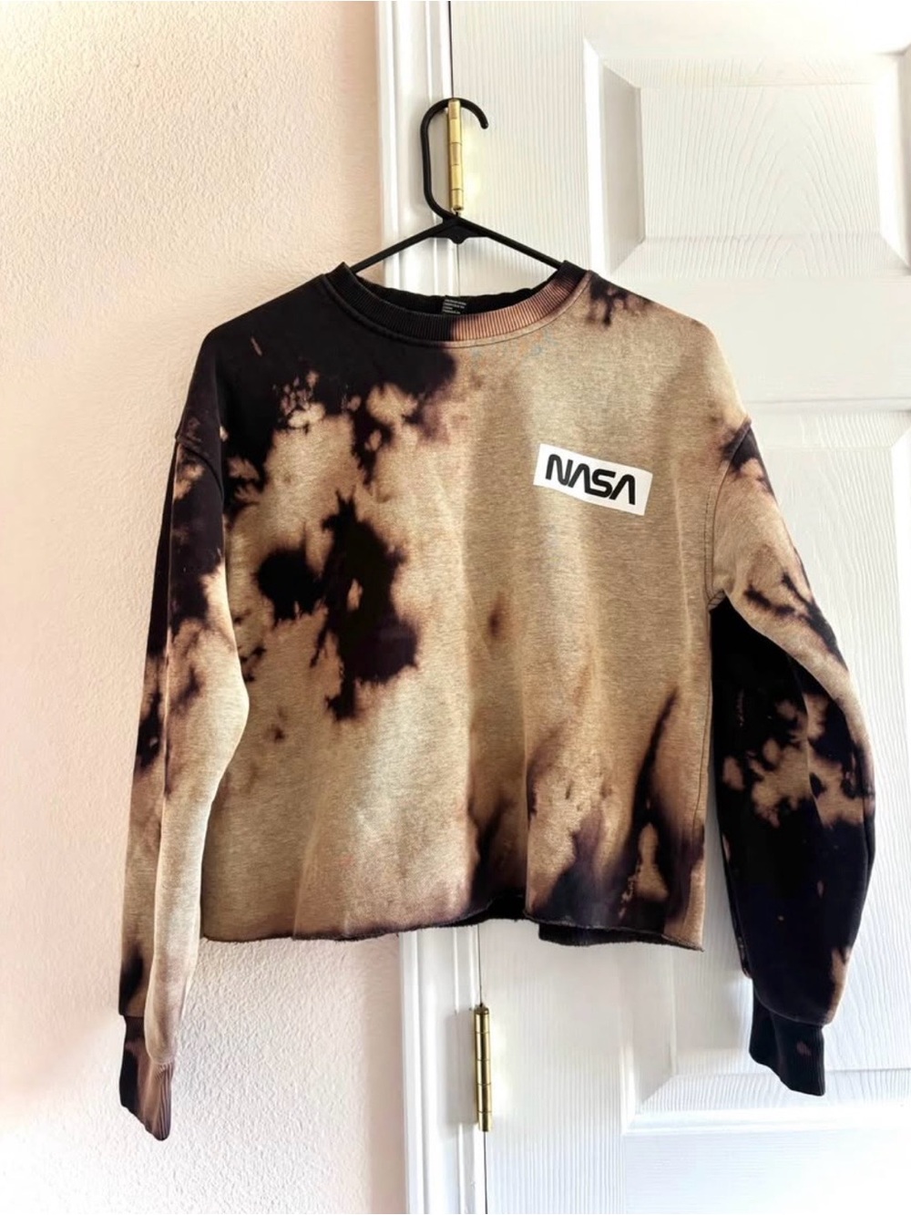 NASA Bleach Tie-Dye Crewneck Cropped Size Small